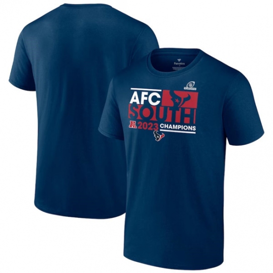 Men's Houston Texans Navy 2023 AFC South Division Champions Conquer T-Shirt - Ujersey