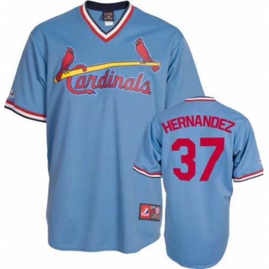 Men's Majestic St. Louis Cardinals #37 Keith Hernandez Authentic Blue Cooperstown Throwback MLB Jersey