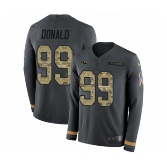 Youth Nike Los Angeles Rams #99 Aaron Donald Limited Black Salute to Service Therma Long Sleeve NFL Jersey - Ujersey