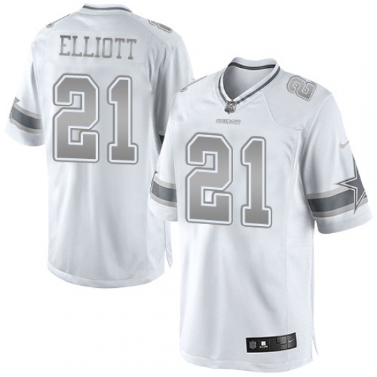 Men's Nike Dallas Cowboys #21 Ezekiel Elliott Limited White Platinum NFL Jersey - Ujersey