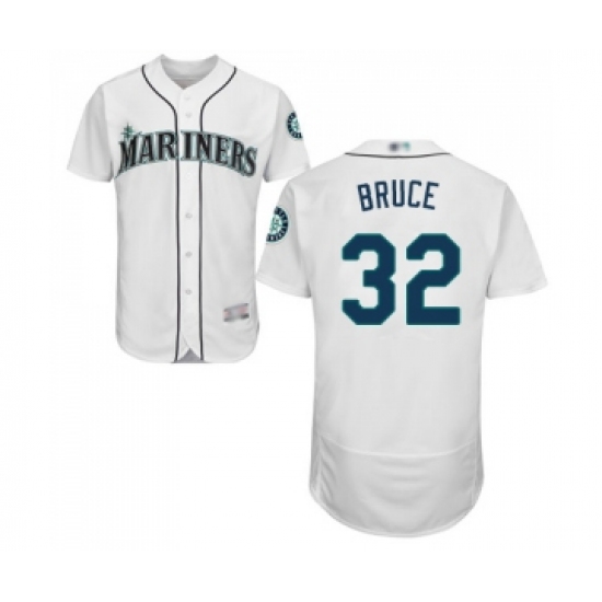 Men's Seattle Mariners #32 Jay Bruce White Home Flex Base Authentic Collection Baseball Jersey - Ujersey