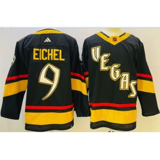 Men's Vegas Golden Knights #9 Jack Eichel Black 2022 Reverse Retro Authentic Jersey - Ujersey
