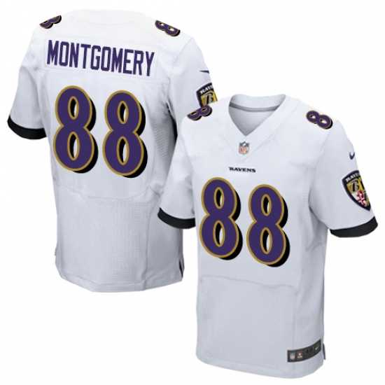 Men's Nike Baltimore Ravens #88 Ty Montgomery Elite White NFL Jersey - Ujersey