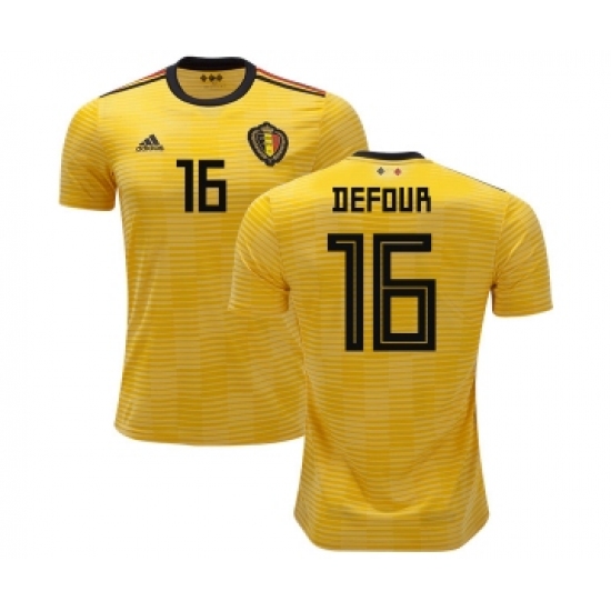 Belgium #16 Defour Away Kid Soccer Country Jersey