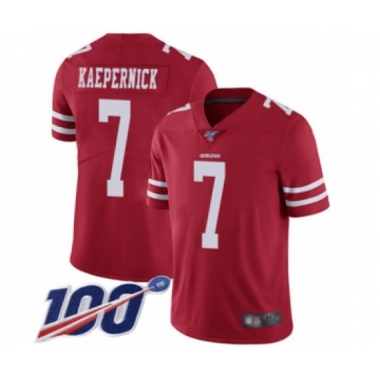 Men's San Francisco 49ers #7 Colin Kaepernick Red Team Color Vapor Untouchable Limited Player 100th Season Football Jersey - Ujersey