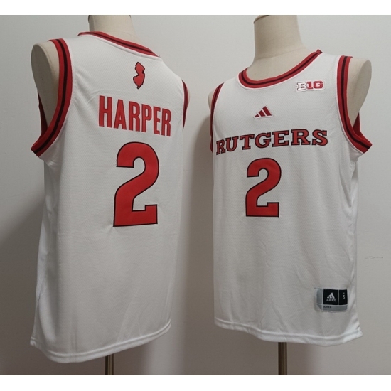 Men's Rutgers Scarlet Knights #2 Dylan Harper White Stitched Basketball Jersey - Ujersey