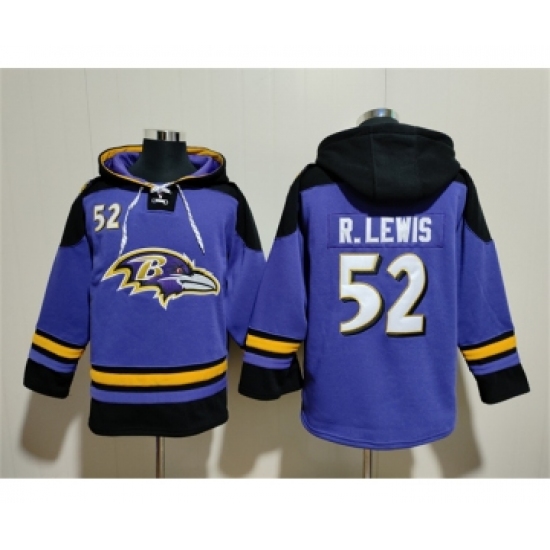 Men's Baltimore Ravens #52 Ray Lewis Ageless Must-Have Lace-Up Pullover Hoodie - Ujersey