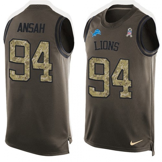 Men's Nike Detroit Lions #94 Ziggy Ansah Limited Green Salute to Service Tank Top NFL Jersey - Ujersey