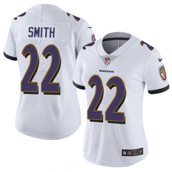 Women's Nike Baltimore Ravens #22 Jimmy Smith White Vapor Untouchable Limited Player NFL Jersey - Ujersey