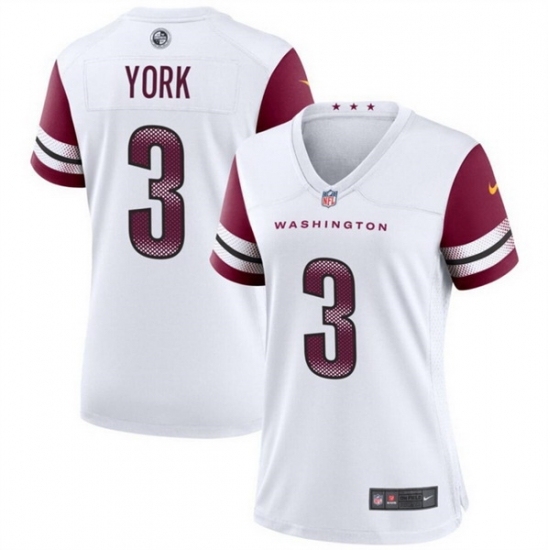 Women Washington Commanders #3 Cade York White Stitched Jersey - Ujersey