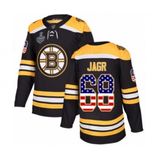 Youth Boston Bruins #68 Jaromir Jagr Authentic Black USA Flag Fashion 2019 Stanley Cup Final Bound Hockey Jersey - Ujersey