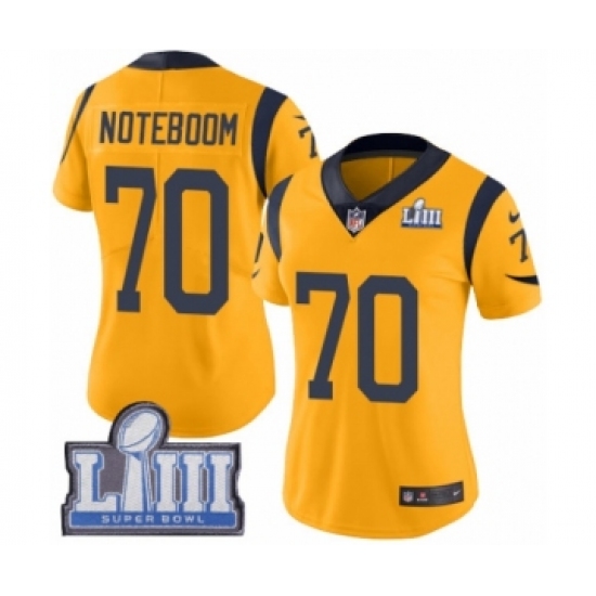 Women's Nike Los Angeles Rams #70 Joseph Noteboom Limited Gold Rush Vapor Untouchable Super Bowl LIII Bound NFL Jersey - Ujersey