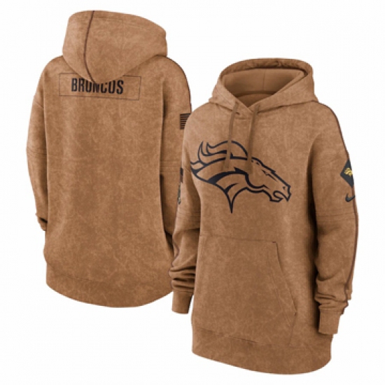 Women's Denver Broncos Nike Brown 2023 Salute to Service Pullover Hoodie - Ujersey