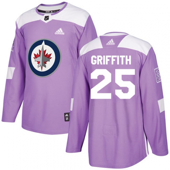 Men's Adidas Winnipeg Jets #25 Seth Griffith Authentic Purple Fights Cancer Practice NHL Jersey - Ujersey