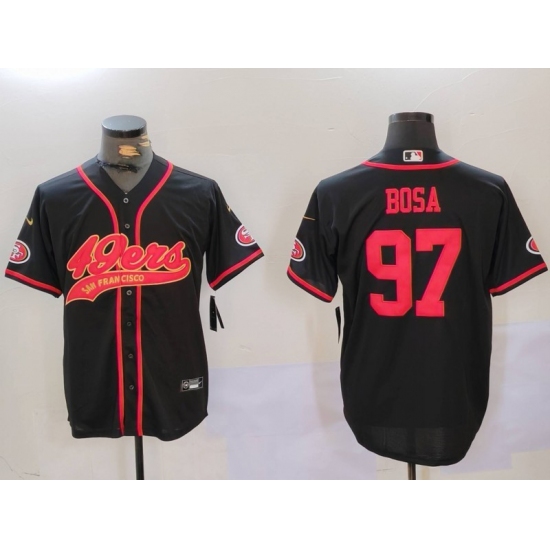 Men's San Francisco 49ers #97 Nick Bosa Black With Cool Base Stitched Baseball Jerseys - Ujersey