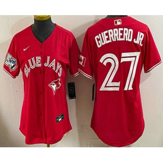 Women's Toronto Blue Jays #27 Vladimir Guerrero Jr Red 50 Seasons Stitched Jersey - Ujersey