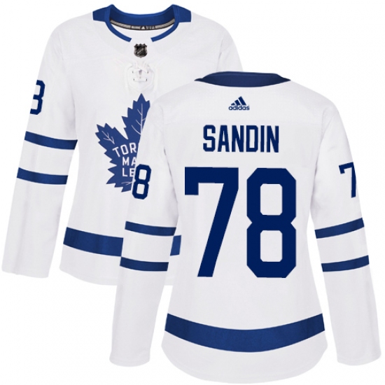 Women's Adidas Toronto Maple Leafs #78 Rasmus Sandin Authentic White Away NHL Jersey - Ujersey