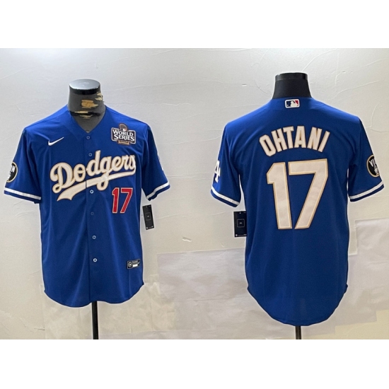 Men's Los Angeles Dodgers #17 Shohei Ohtani 2024 World Series Champions Cool Base Stitched Baseball Jersey - Ujersey