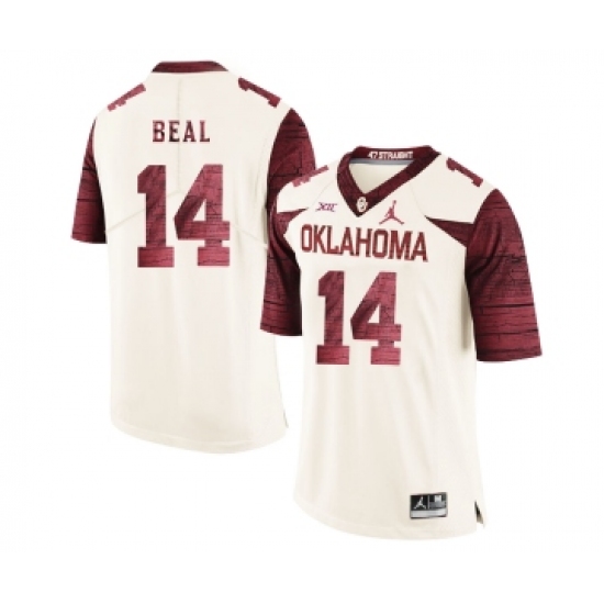 Oklahoma Sooners 14 Emmanuel Beal White 47 Game Winning Streak College Football Jersey - Ujersey