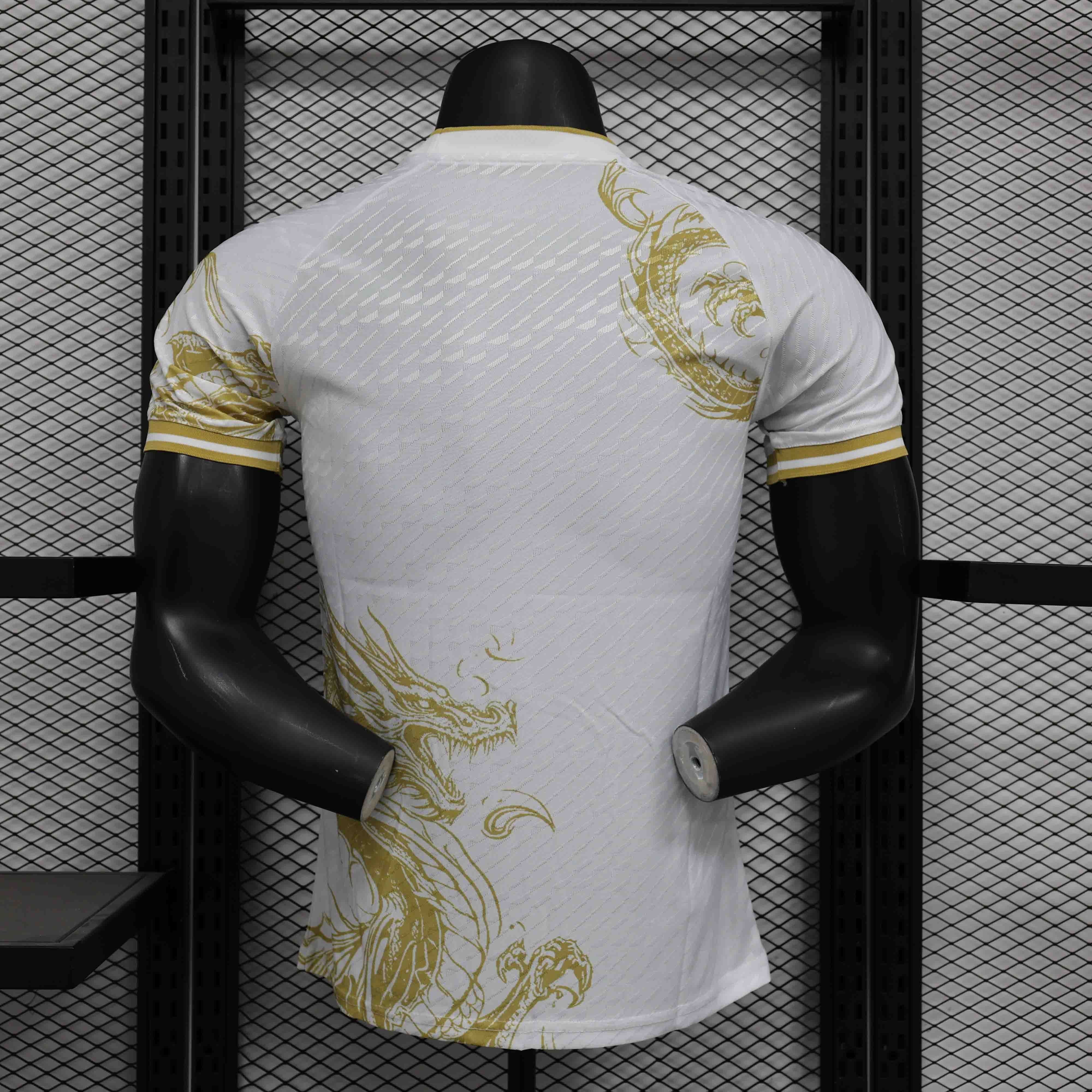Real Madrid Soccer Jersey Golden Dragon White Special Edition Shirt 2024/25