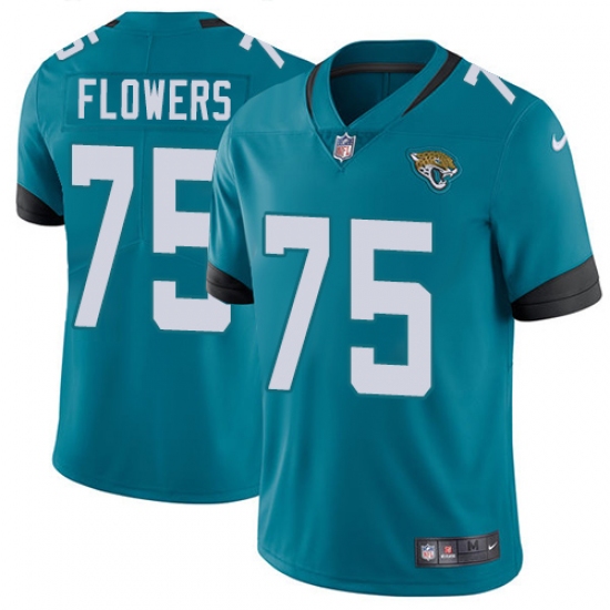 Men's Nike Jacksonville Jaguars #75 Ereck Flowers Teal Green Alternate Vapor Untouchable Limited Player NFL Jersey - Ujersey