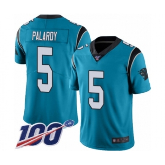 Men's Carolina Panthers #5 Michael Palardy Limited Blue Rush Vapor Untouchable 100th Season Football Jersey - Ujersey