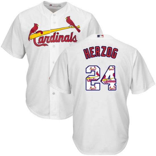 Men's Majestic St. Louis Cardinals #24 Whitey Herzog Authentic White Team Logo Fashion Cool Base MLB Jersey