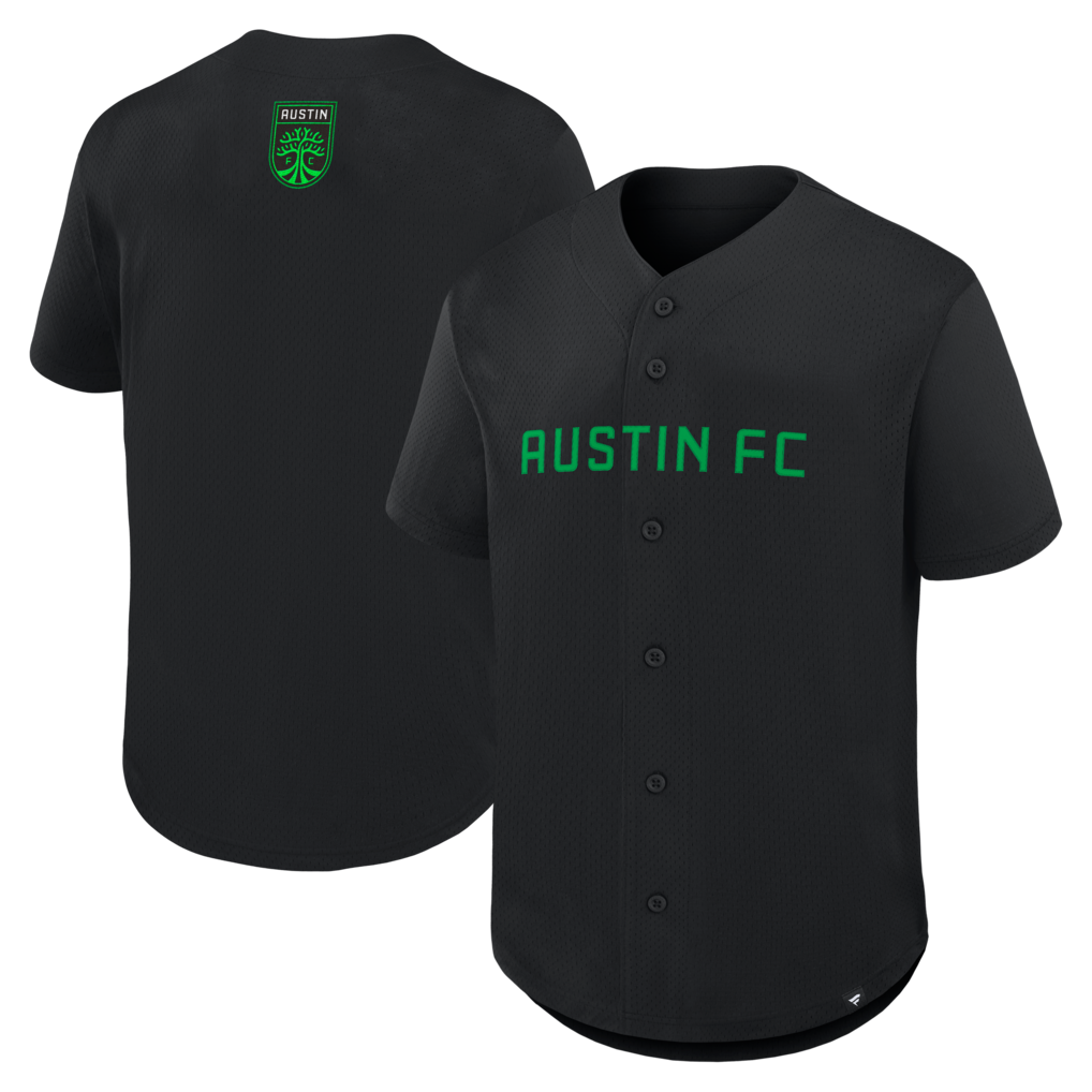 Men's Austin FC Fanatics Black Maximum Intensity Button-Up Jersey - Ujersey