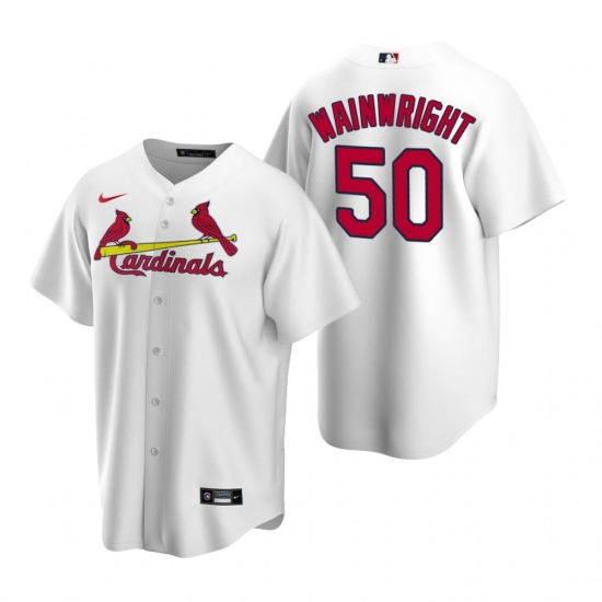 Men's Nike St. Louis Cardinals #50 Adam Wainwright White Home Stitched Baseball Jersey - Ujersey