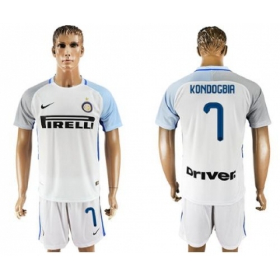 Inter Milan #7 Kondogbia White Away Soccer Club Jersey