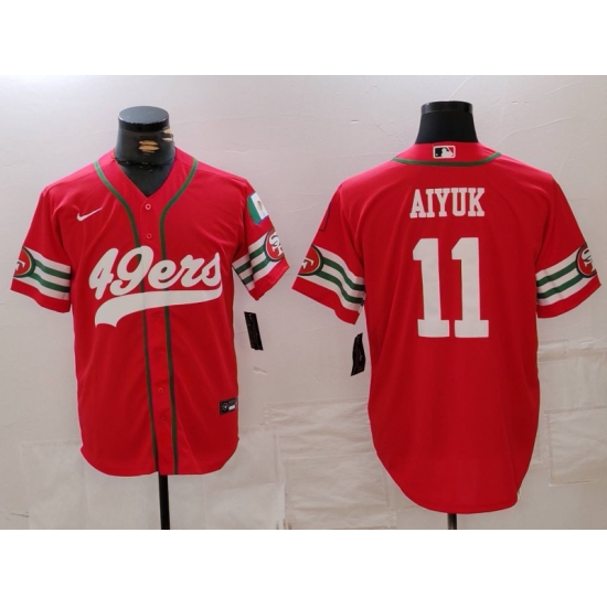 Men's San Francisco 49ers #11 Brandon Aiyuk Red Mexico Cool Base Stitched Baseball Jersey - Ujersey