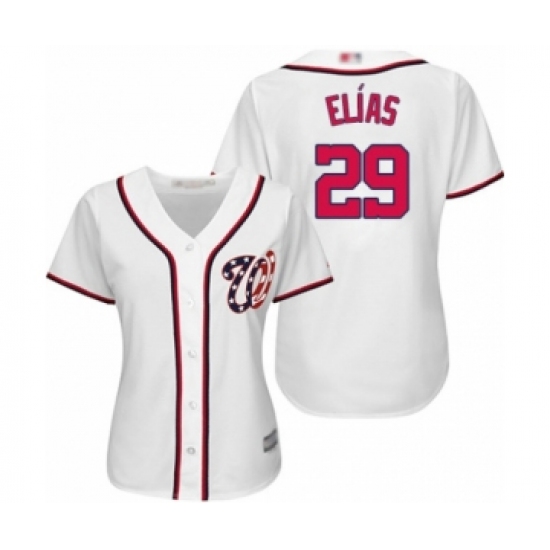 Women's Washington Nationals #29 Roenis Elias Authentic White Home Cool Base Baseball Player Jersey - Ujersey