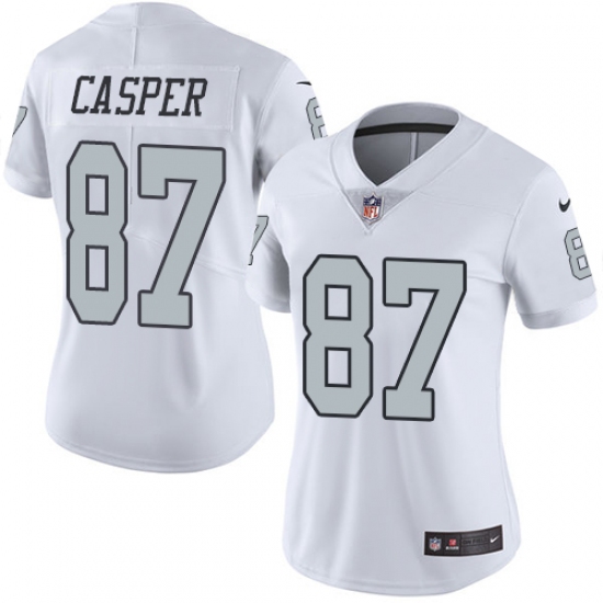 Women's Nike Oakland Raiders #87 Dave Casper Limited White Rush Vapor Untouchable NFL Jersey