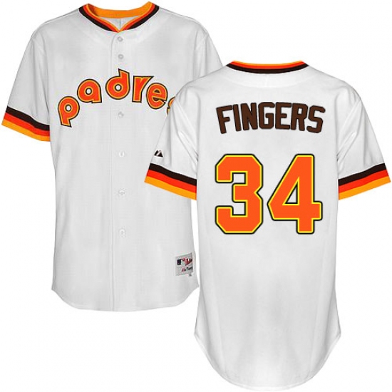 Men's Majestic San Diego Padres #34 Rollie Fingers Authentic White 1984 Turn Back The Clock MLB Jersey - Ujersey