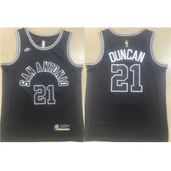 Men's San Antonio Spurs #21 Tim Duncan Black Stitched Basketball Jersey - Ujersey