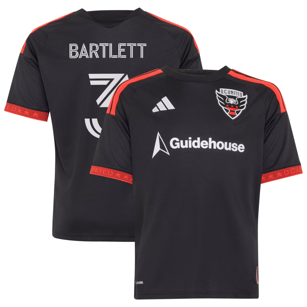 Youth D.C. United Lucas Bartlett adidas Black 2026 Black-and-Red Kit Replica Jersey