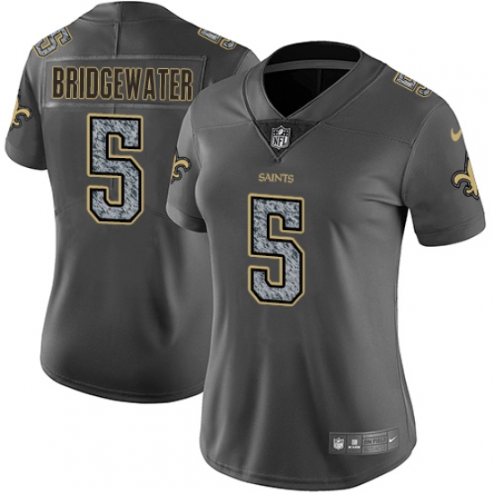 Women's Nike New Orleans Saints #5 Teddy Bridgewater Gray Static Vapor Untouchable Limited NFL Jersey - Ujersey