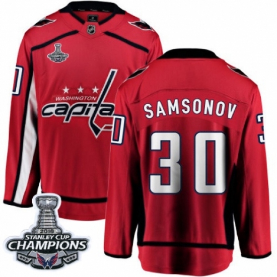 Youth Washington Capitals #30 Ilya Samsonov Fanatics Branded Red Home Breakaway 2018 Stanley Cup Final Champions NHL Jersey - Ujersey