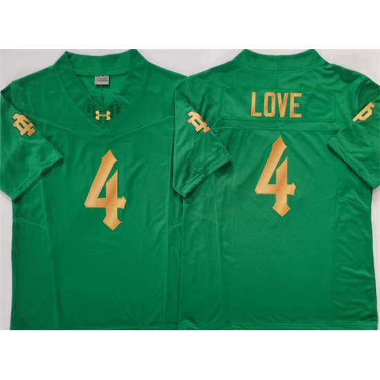 Men's Notre Dame Fighting Irish #4 Jeremiyah Love Green 2025 F.U.S.E. Limited Stitched Jersey - Ujersey