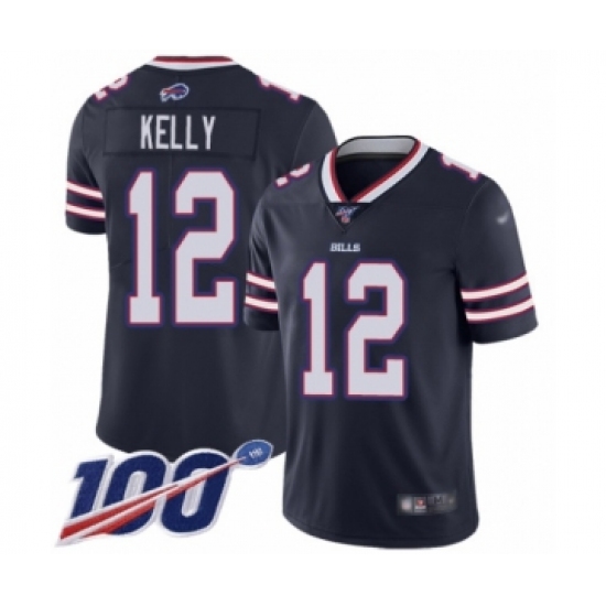 Youth Buffalo Bills #12 Jim Kelly Limited Navy Blue Inverted Legend 100th Season Football Jersey - Ujersey