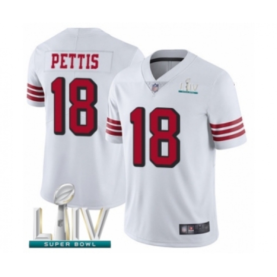 Youth San Francisco 49ers #18 Dante Pettis Limited White Rush Vapor Untouchable Super Bowl LIV Bound Football Jersey - Ujersey