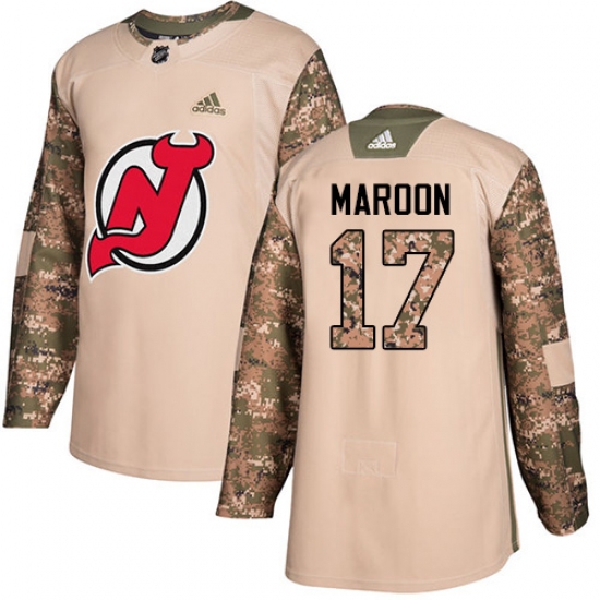 Youth Adidas New Jersey Devils #17 Patrick Maroon Authentic Camo Veterans Day Practice NHL Jersey