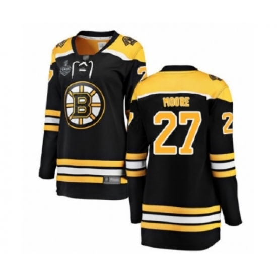 Women's Boston Bruins #27 John Moore Authentic Black Home Fanatics Branded Breakaway 2019 Stanley Cup Final Bound Hockey Jersey - Ujersey