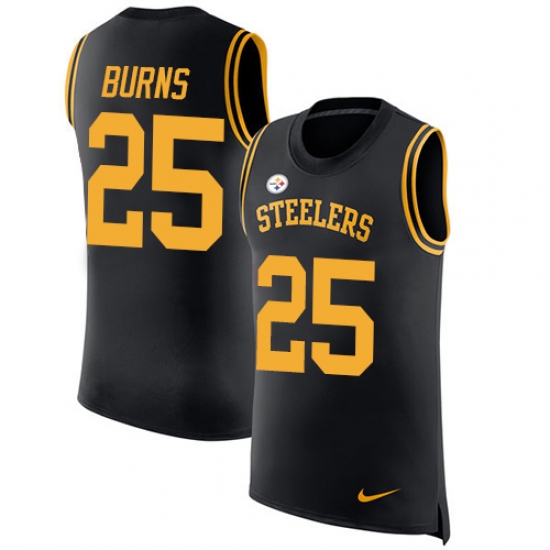 Men's Nike Pittsburgh Steelers #25 Artie Burns Limited Black Rush Player Name & Number Tank Top NFL Jersey - Ujersey