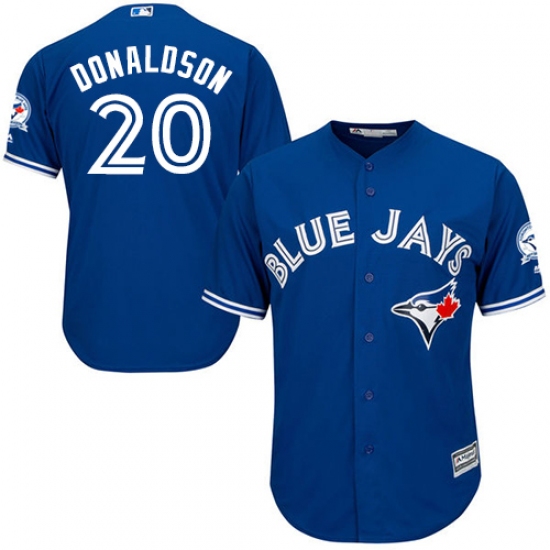Men's Majestic Toronto Blue Jays #20 Josh Donaldson Replica Blue Alternate 40th Anniversary Patch MLB Jersey - Ujersey