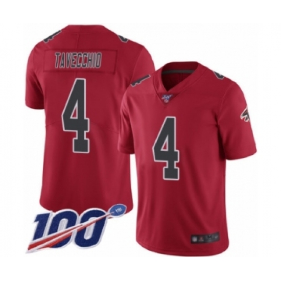 Men's Atlanta Falcons #4 Giorgio Tavecchio Limited Red Rush Vapor Untouchable 100th Season Football Jersey - Ujersey