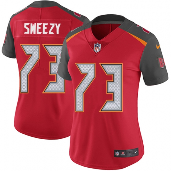 Women's Nike Tampa Bay Buccaneers #73 J. R. Sweezy Red Team Color Vapor Untouchable Limited Player NFL Jersey - Ujersey