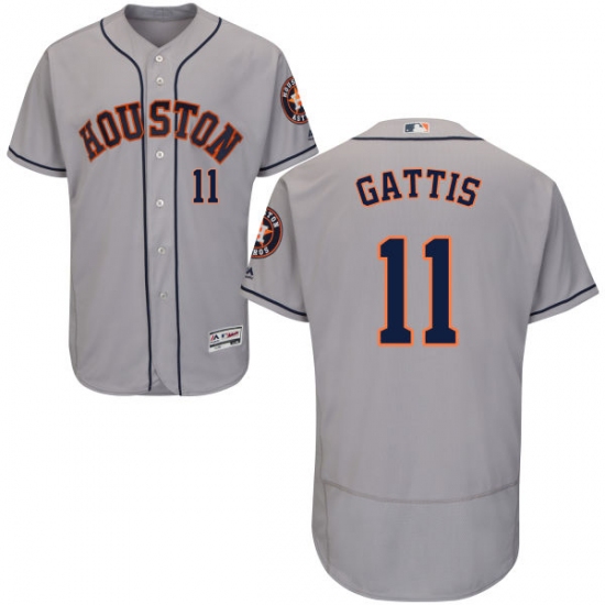 Men's Majestic Houston Astros #11 Evan Gattis Grey Road Flex Base Authentic Collection MLB Jersey - Ujersey
