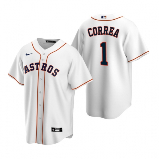 Men's Nike Houston Astros #1 Carlos Correa White Home Stitched Baseball Jersey - Ujersey