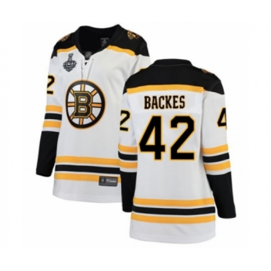 Women's Boston Bruins #42 David Backes Authentic White Away Fanatics Branded Breakaway 2019 Stanley Cup Final Bound Hockey Jersey - Ujersey